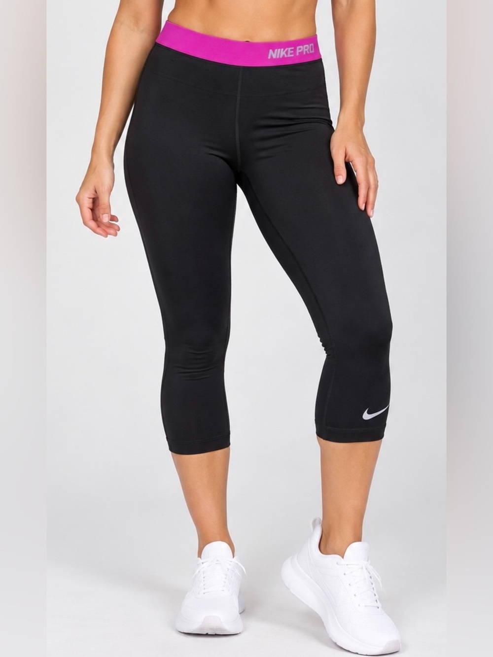 Nike Pro Dri-FIT Women’s Compression Capri Leggings Black Pink XL Training